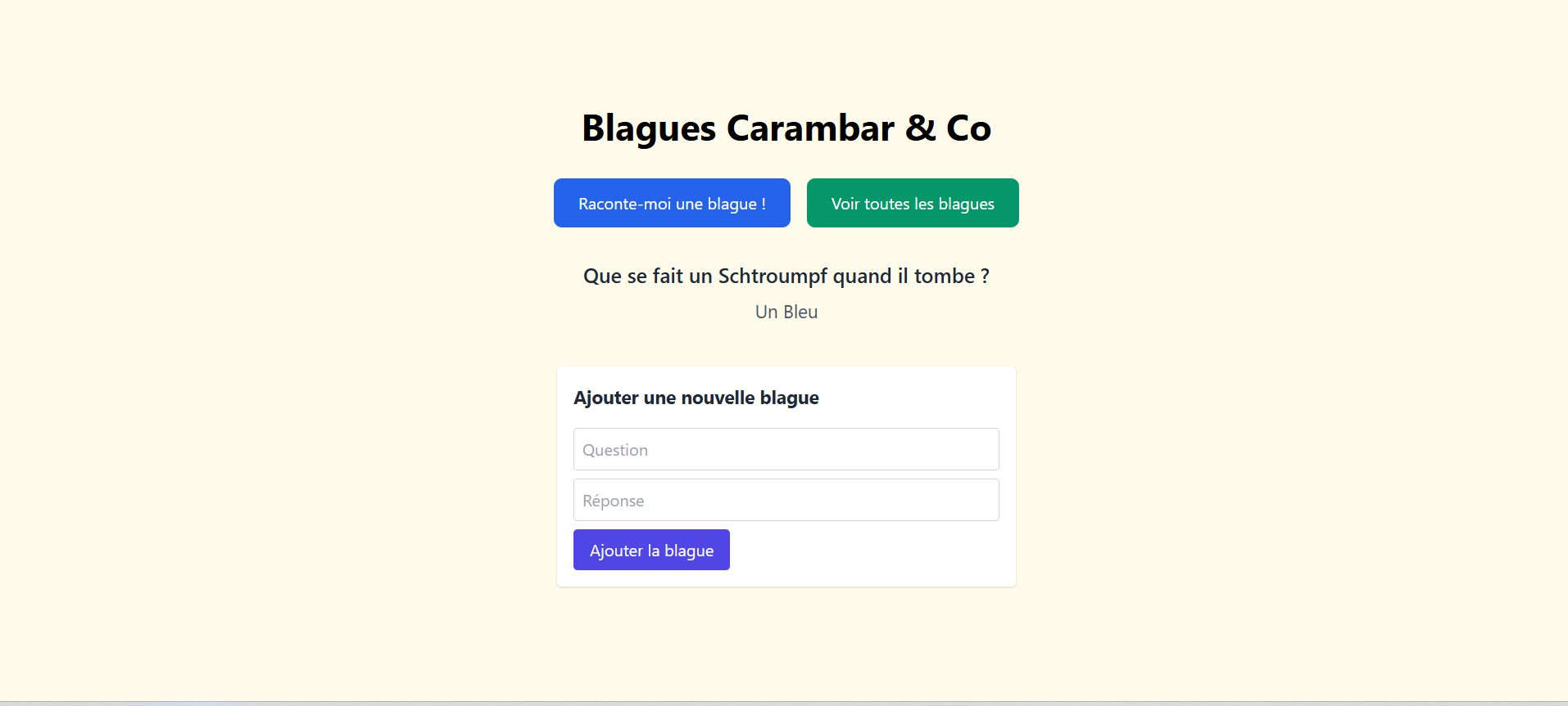 Ajout d'une blague via React