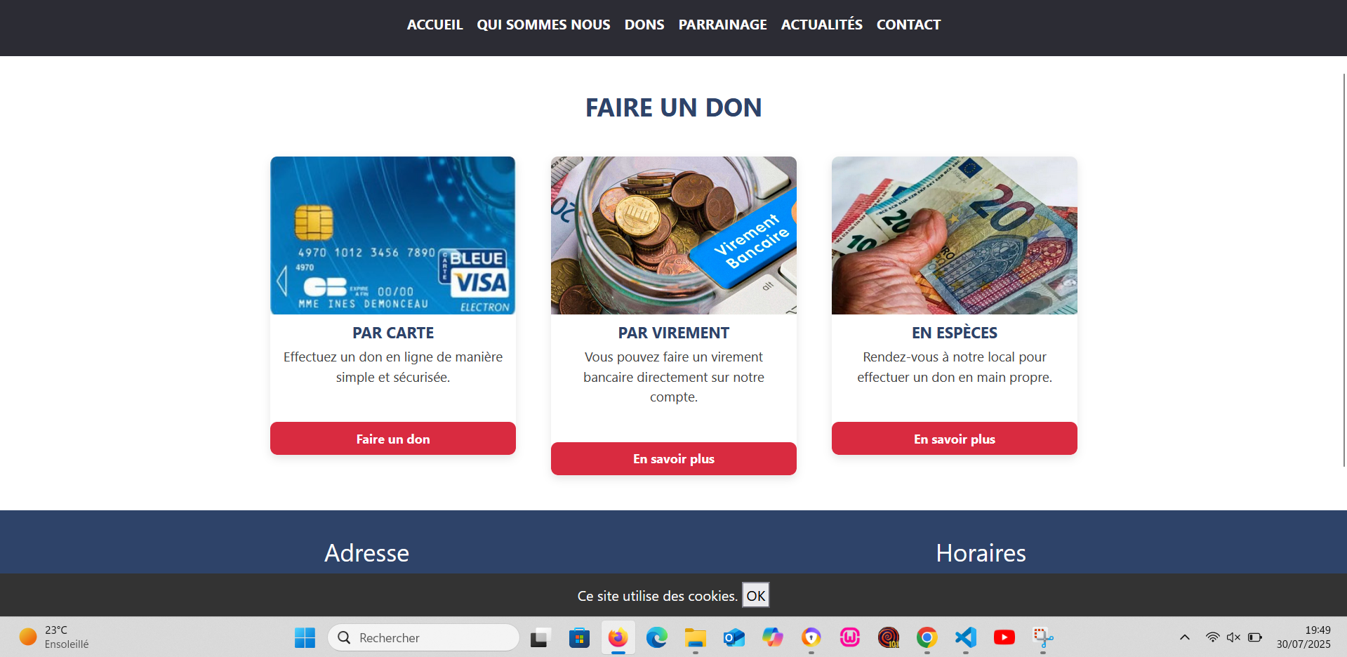 Formulaire de don à l'association