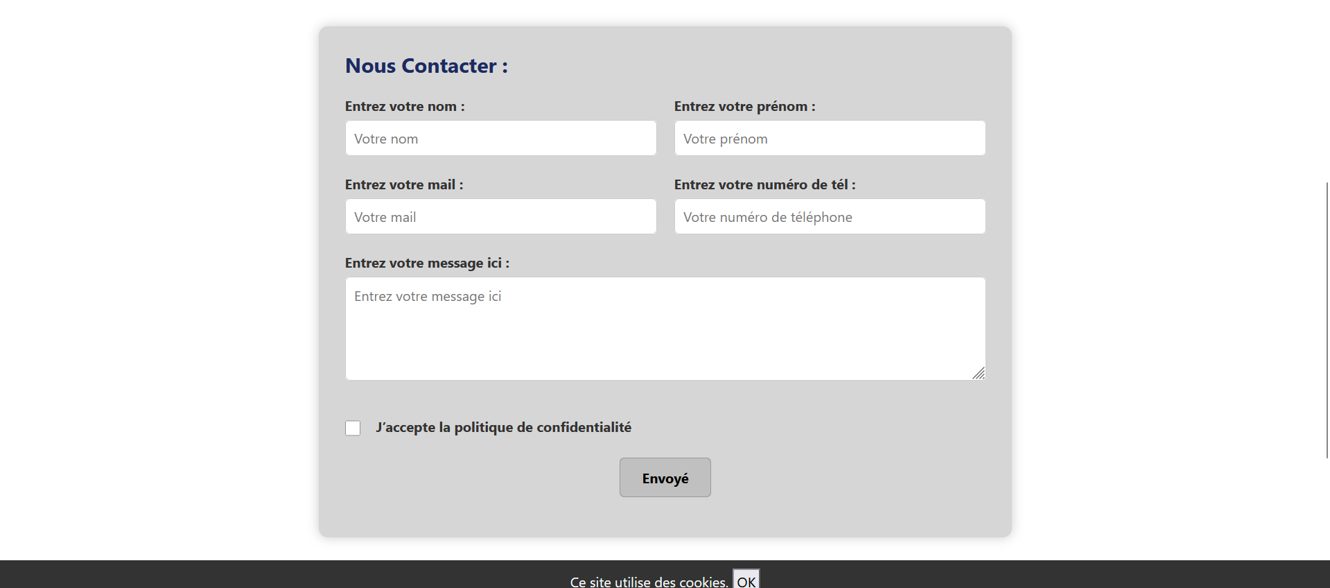 Formulaire de contact